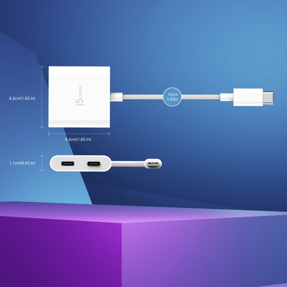 J5create – USB-C į dvigubą USB-C su vaizdo arba maitinimo šaltiniu