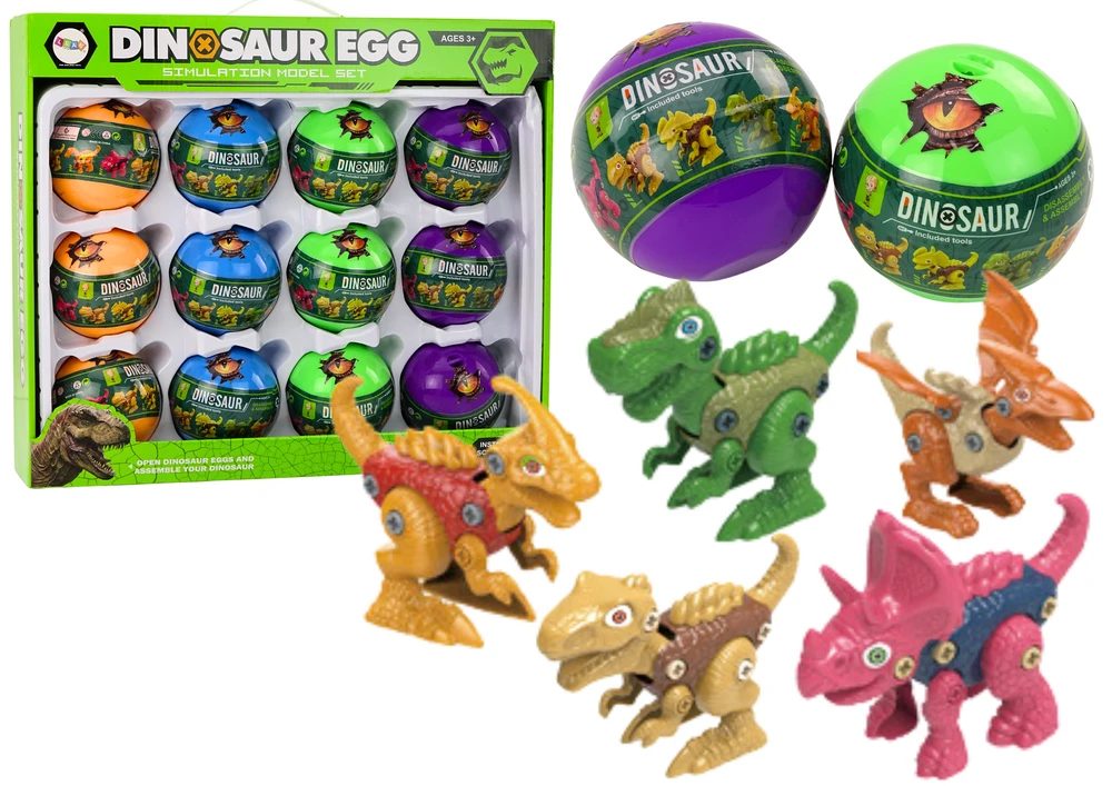 Dinozaurų kiaušinių rinkinys Lean Toys, 12 vnt.