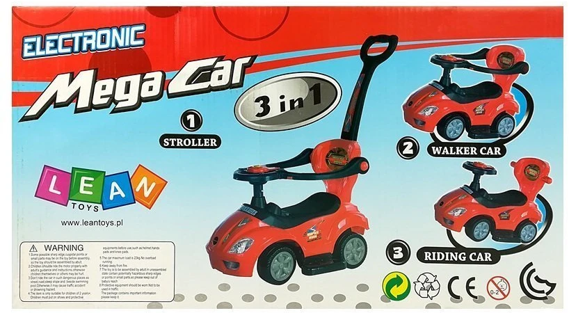 Lean Cars Paspiriama mašinėlė-stumdukas Mega Car 3in1, žalia