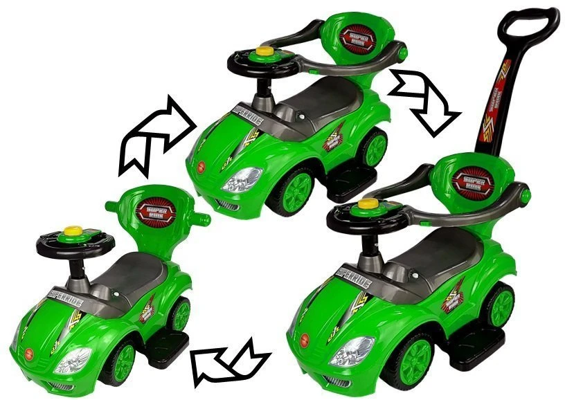 Lean Cars Paspiriama mašinėlė-stumdukas Mega Car 3in1, žalia