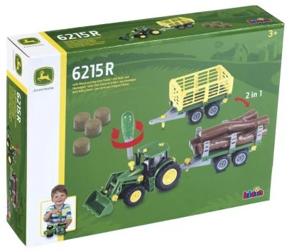 Klein John Deere traktorius su dviem priekabomis