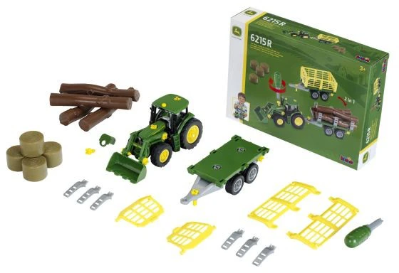 Klein John Deere traktorius su dviem priekabomis