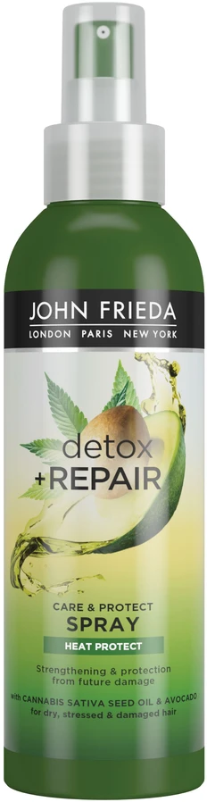 John Frieda Detox & Repair avokadų aliejus Plaukų lakai nuo karščio, 100 ml