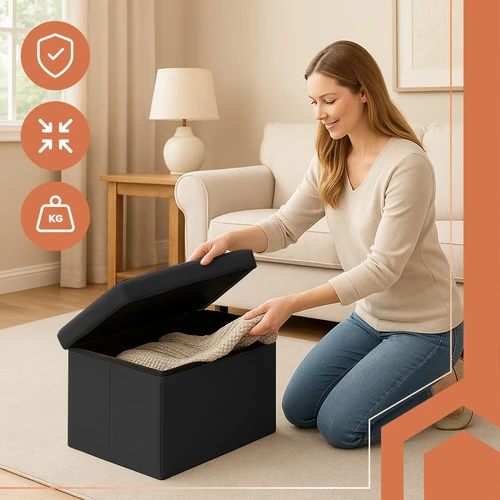 Juodas velvet pouf 60x30x30 cm Ruhhy 25995