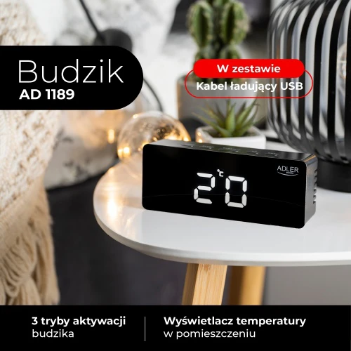 Adler | Žadintuvas | AD 1189B | Signalizacijos funkcija | Juodas
