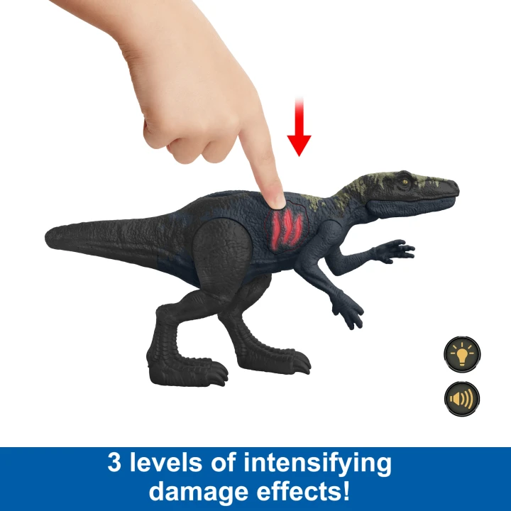 Jurassic World Juros periodo pasaulis – didelė epinė ataka – herrerasaurus su žala, šviesa ir garsu (HTP66)