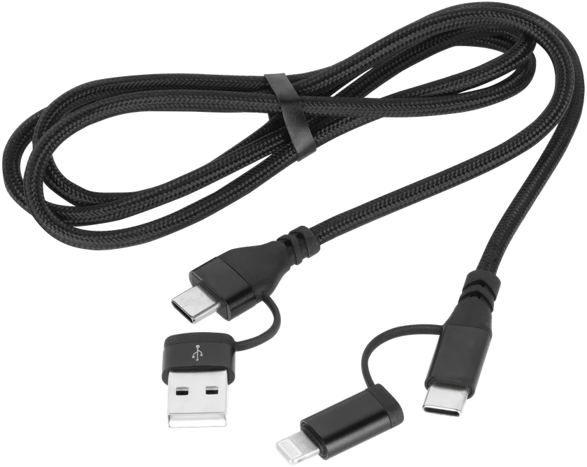 Cabletech Kabelis USB A/C kištukas - USB C/žaibo kištukas (2+2) 1m
