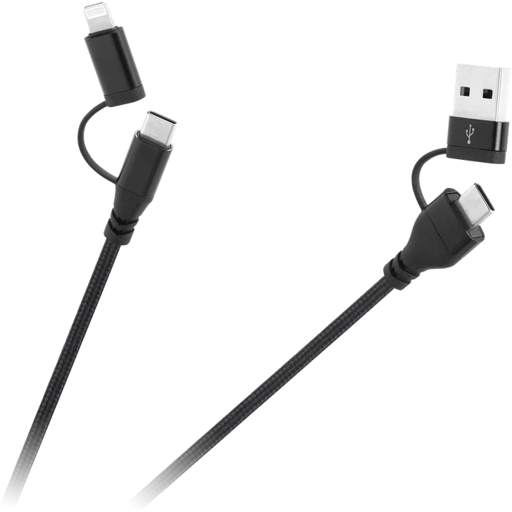 Cabletech Kabelis USB A/C kištukas - USB C/žaibo kištukas (2+2) 1m
