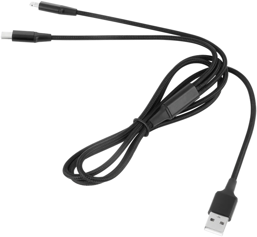 Cabletech Kabelis USB A kištukas - USB C kištukas/Lightning kištukas (2in1) 1m