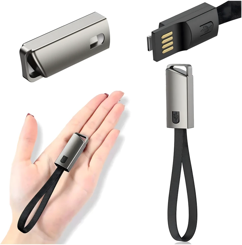 Kabelis Laidinis įkroviklis, raktų pakabukas, duomenų dirželis, USB-C - USB-A, greitas įkrovimas