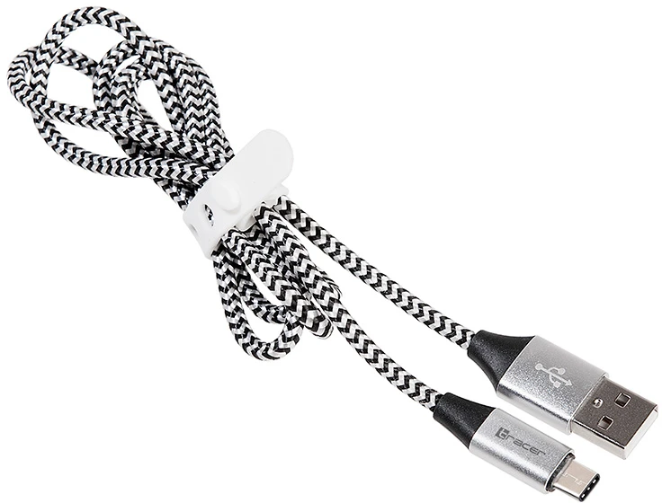 TRACER TRAKBK46265 Cable TRACER USB 2.0 TYPE-C A Male - C Male 1,0m juodas-sidabrinis