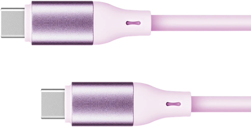 USB tipas C – C tipo USB kabelis 1 m silikoninis rožinis Kruger & Matz Basic