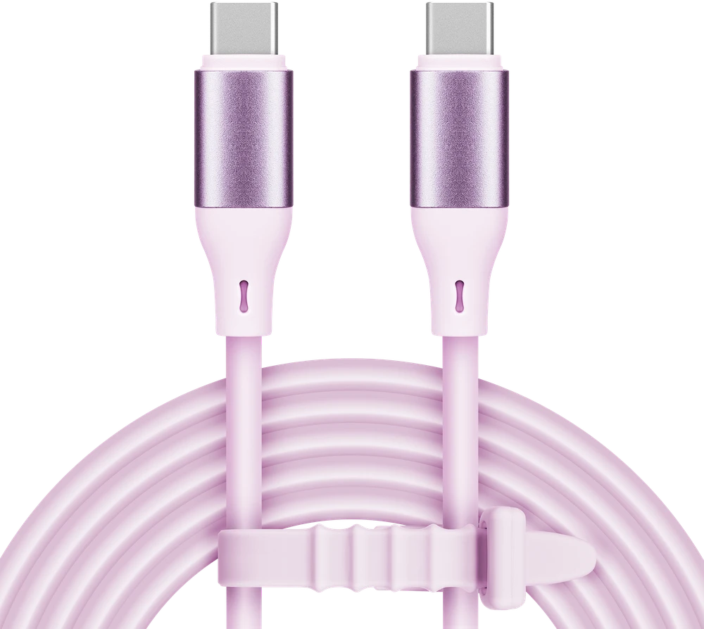 USB tipas C – C tipo USB kabelis 1 m silikoninis rožinis Kruger & Matz Basic