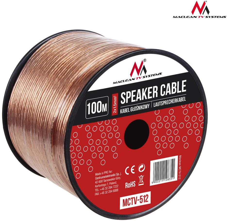MACLEAN MCTV-512 Maclean MCTV-512 garsiakalbio laidas 100m 2*1.5mm2 / 48*0.20CCA 3,5*7,0mm