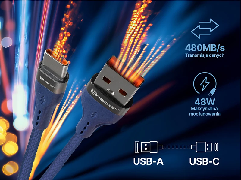Kabelis TRACER USB A - Tipas C 1m NB