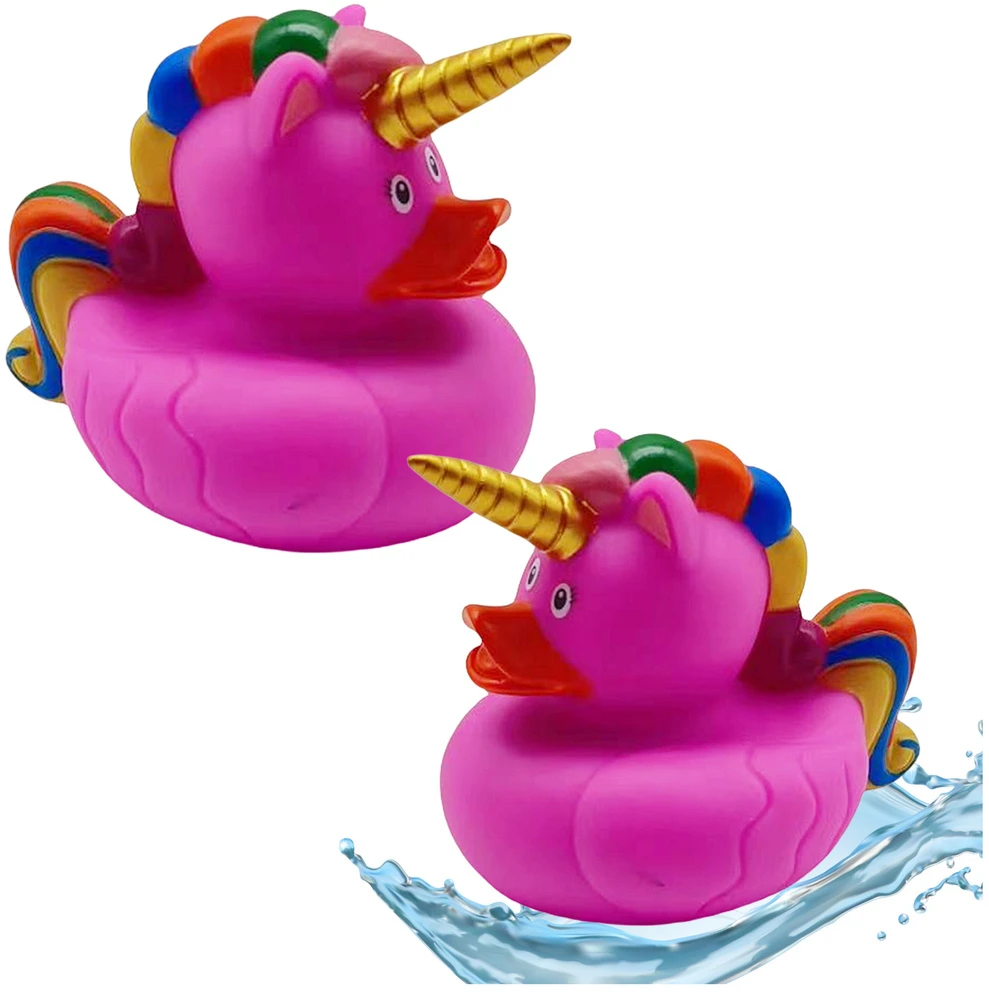 Lean Toys Rožinis vienaragio ančiukas voniai su vaivorykštės karčiais