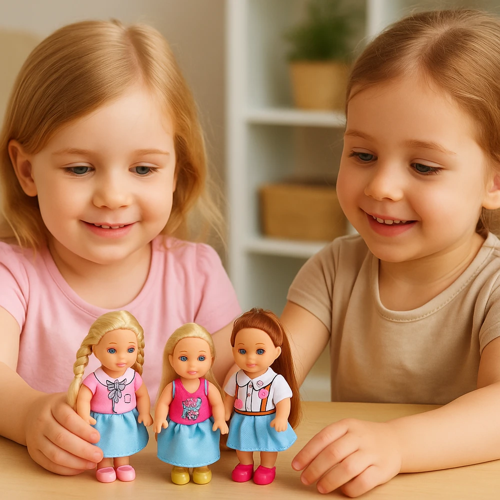 Lean Toys Lėlė Kaibibi Girl 12 cm su plaukais ir spalvinga suknele