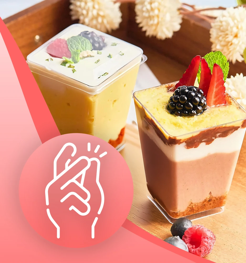 Kaitlentė RTO Puodelis pucharki na przekąski desery 160ml 20szt indas na deser kwadratowy