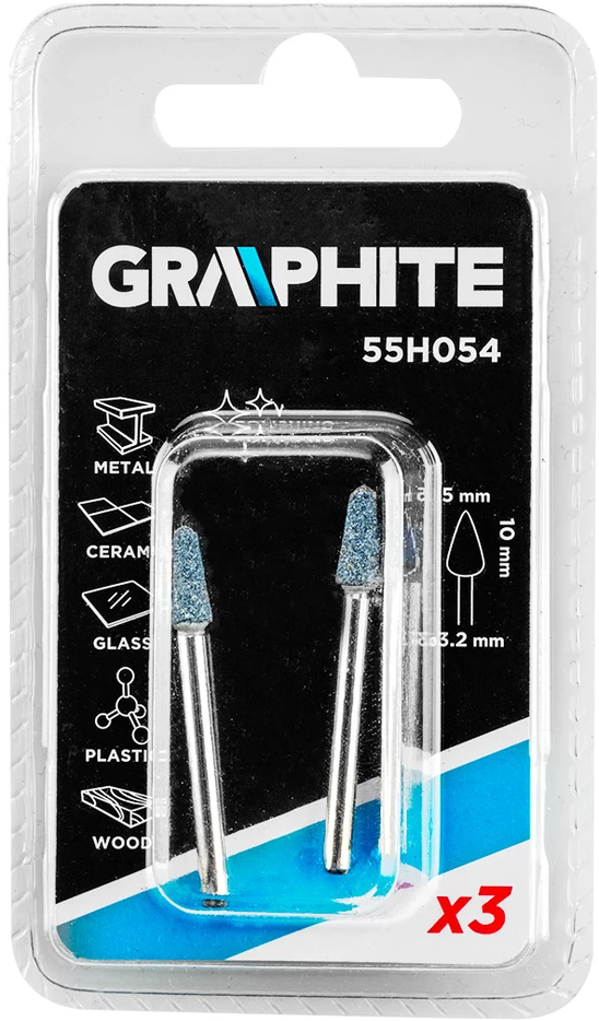 Kamień Šlifavimo akmens kūgis 5 x 10 mm, kotas 3,2 mm, 3 vnt.