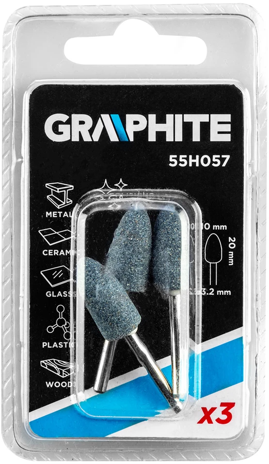 Kamień Šlifavimo akmuo 10 x 20 mm, kotas 3,2 mm, 3 vnt.