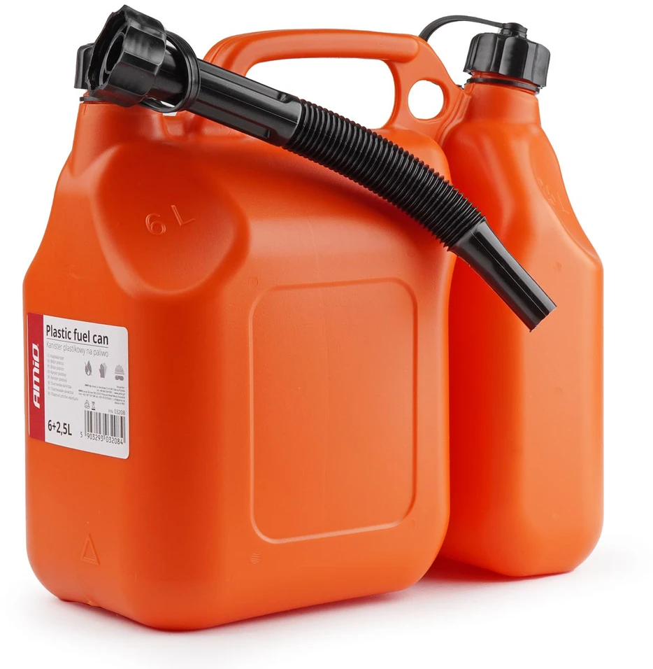 Plastikinis dviejų skyrių kuro kanistras 6 L + 2,5 L AMIO-03208