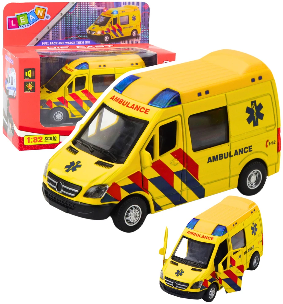 Lean Toys Greitosios pagalbos automobilis su traukiamu mechanizmu 1:32