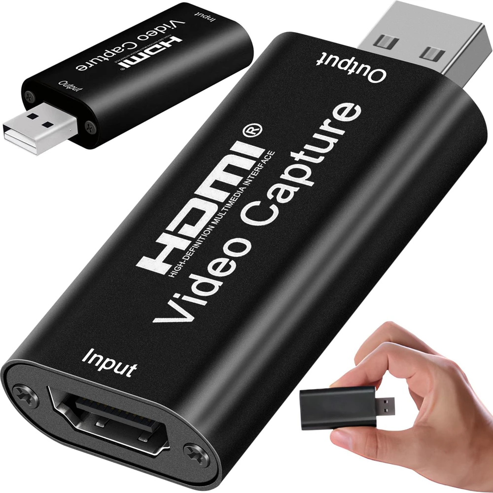 Karta Vaizdo įrašymo plokštės griebtuvas, HDMI - USB org, vaizdo įrašas iki 4K juodos spalvos