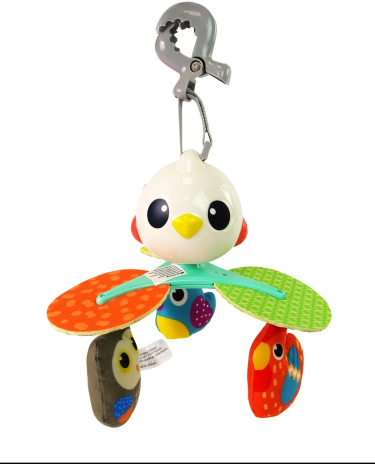 Lean Toys Karuselė kūdikiams su muzikine dėžute ir pliušiniais paukšteliais, 40x23 cm