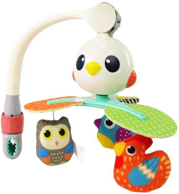 Lean Toys Karuselė kūdikiams su muzikine dėžute ir pliušiniais paukšteliais, 40x23 cm