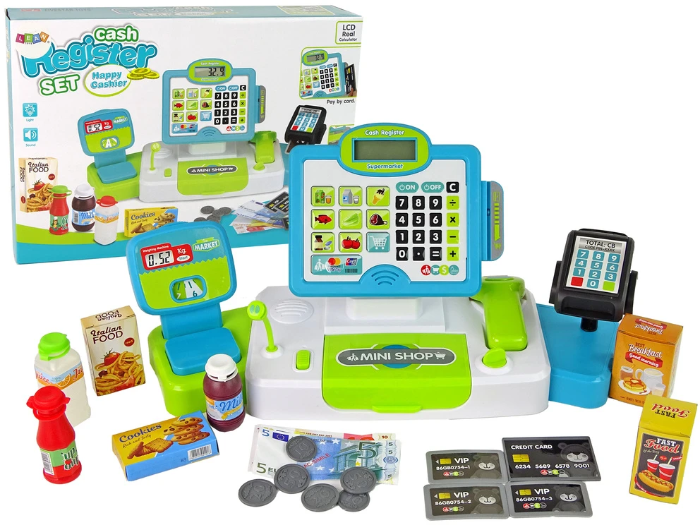 Lean Toys Vaikiškas kasos aparatas Leantoys su priedais