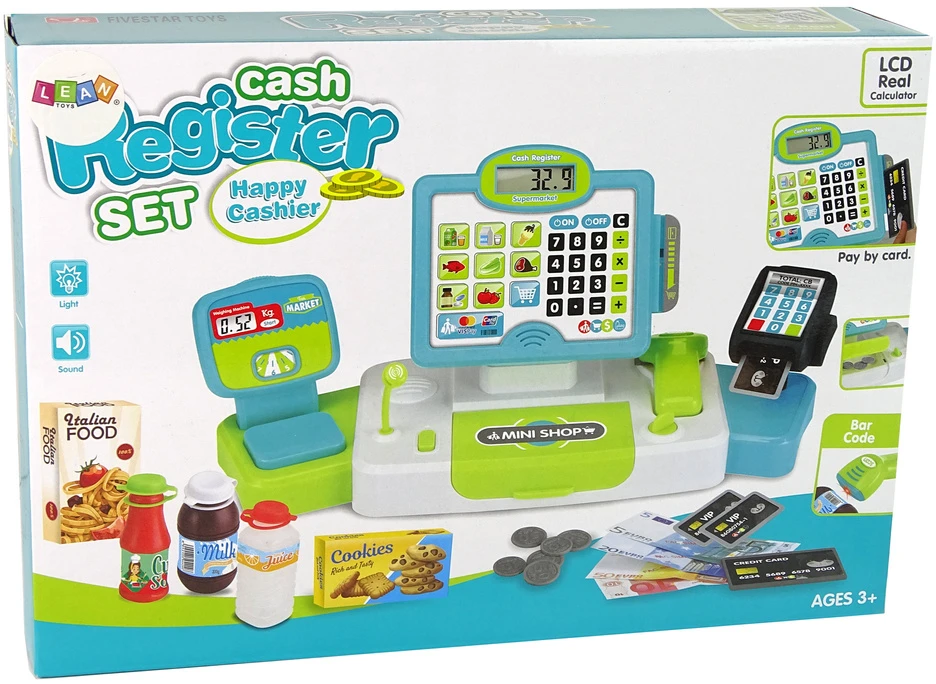 Lean Toys Vaikiškas kasos aparatas Leantoys su priedais