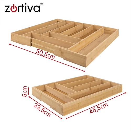 Zortiva bambukinis stalčiaus organizatorius / įdėklas