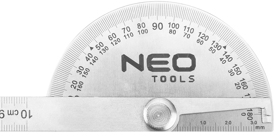 Kątomierz Kampainis su liniuote NEO 72-320 (10 cm, 180°)