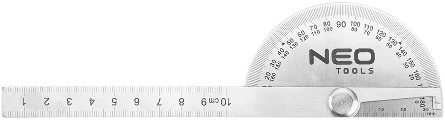 Kątomierz Kampainis su liniuote NEO 72-320 (10 cm, 180°)