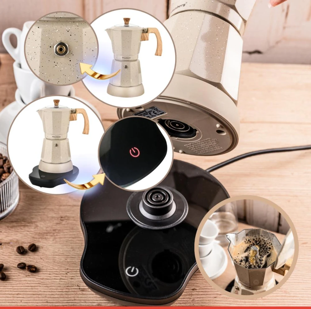 Kavavirė Elektrinis espreso kavos virimo aparatas, 300 ml, smėlio spalvos, 500 W, klausberg KB-7999