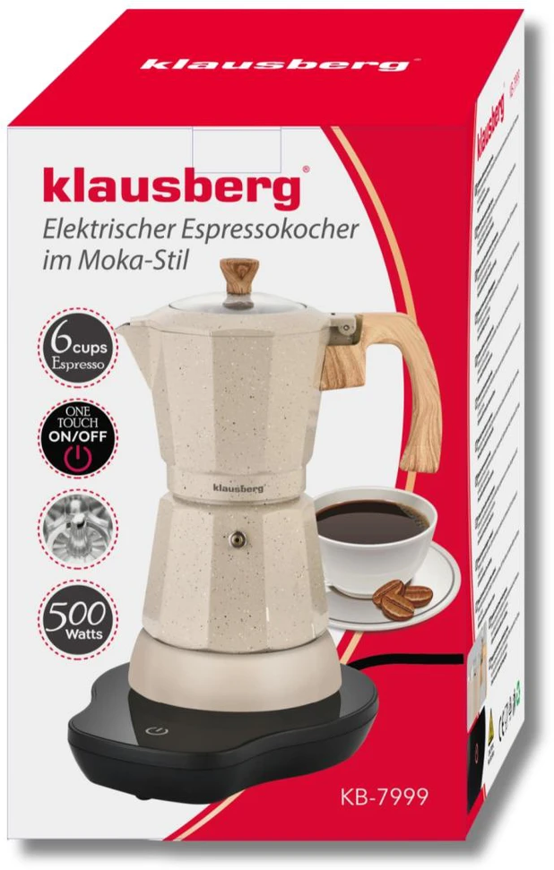 Kavavirė Elektrinis espreso kavos virimo aparatas, 300 ml, smėlio spalvos, 500 W, klausberg KB-7999