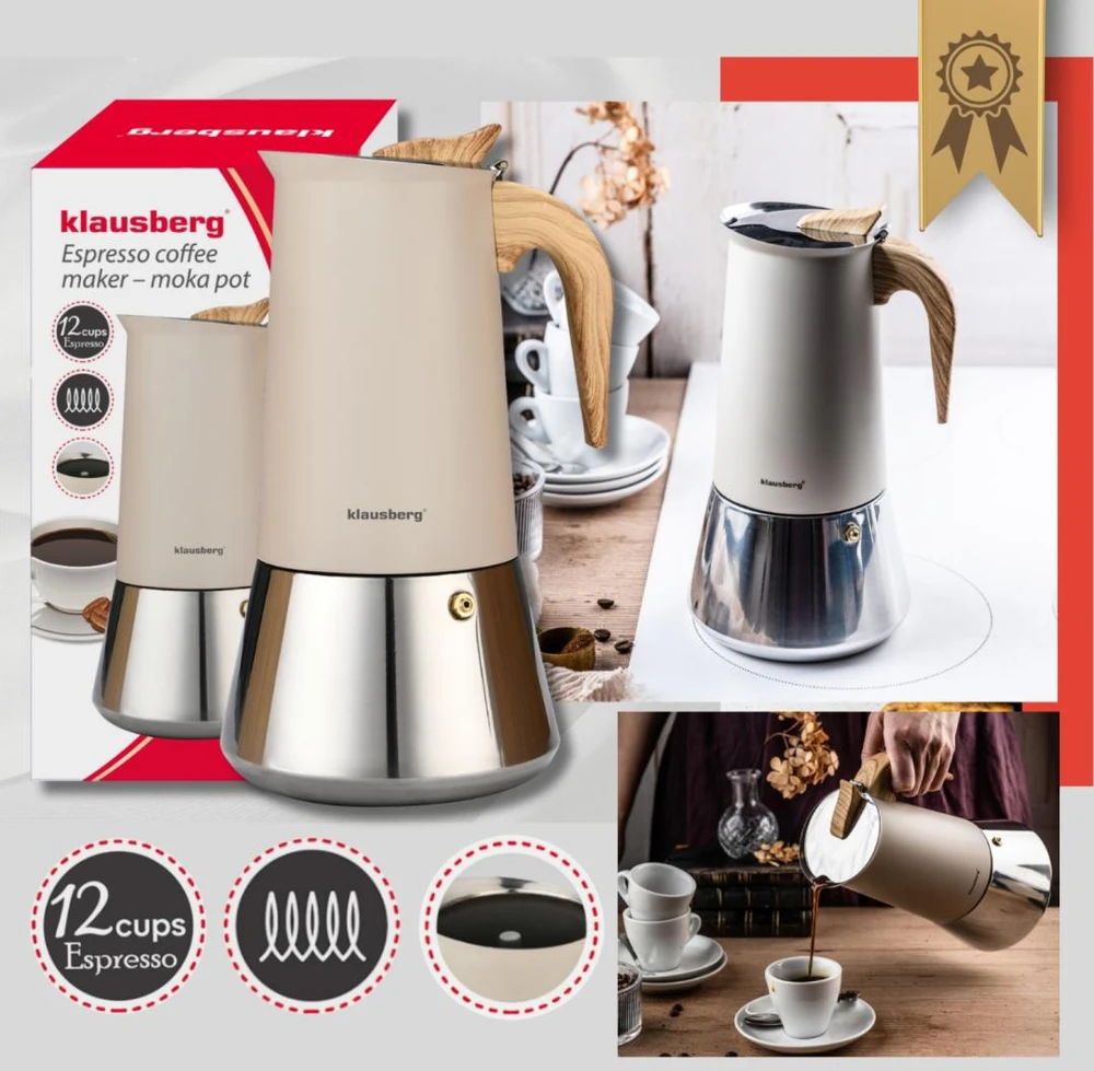 Kavavirė Plieninis espreso kavos virimo aparatas, 600 ml, indukcinis, Klausberg kb-7997