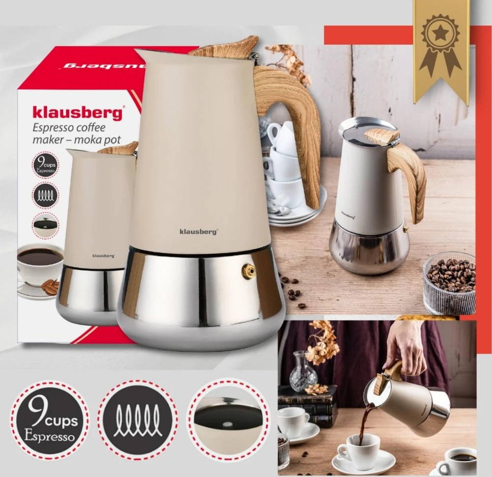 Kavavirė Plieninis espreso kavos virimo aparatas, 450 ml, indukcinis, Klausberg kb-7996