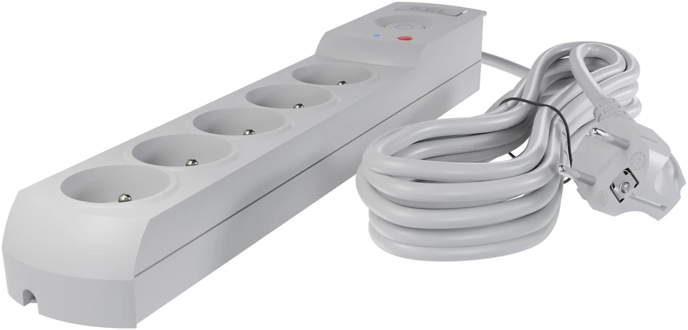 KEL Listwa zasilająca su bezpiecznikiem i układem przeciwprzepięciowym professional, 5 gniazd, ilgis 1,5m, 10a, 230v, 2300w, pilka