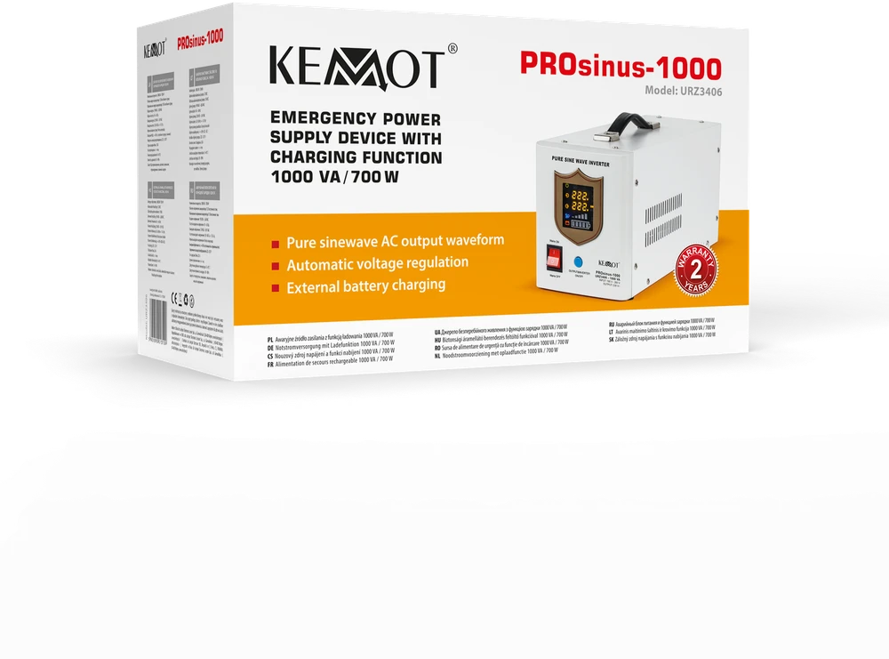 Nepertraukiamo maitinimo šaltinis 700W 12V/230Vac KEMOT PROsinus-700