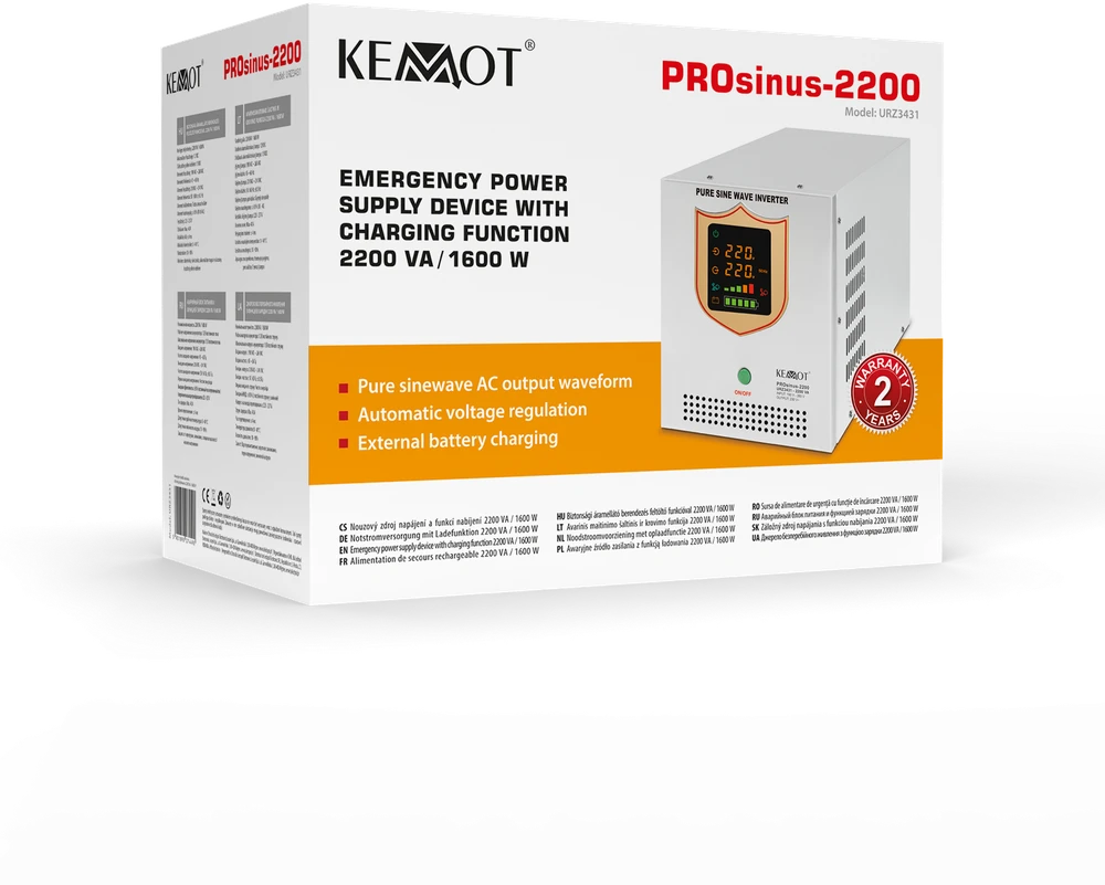 Nepertraukiamo maitinimo šaltinis 12V 230V 2200VA/1600W KEMOT PROsinus 2200