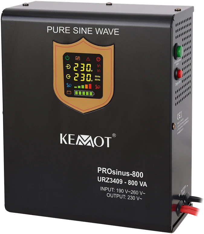 KEMOT PROsinus-800 Sieninis nepertraukiamo maitinimo šaltinis, su įkrovimo funkcija 12V 230V 800VA/500W