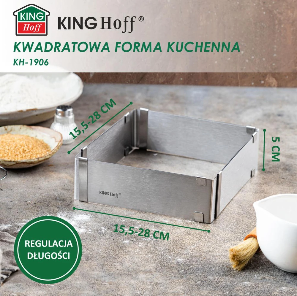 King Hoff Kepimo forma, stačiakampė, reguliuojamo skersmens, plieninė, kh-1906
