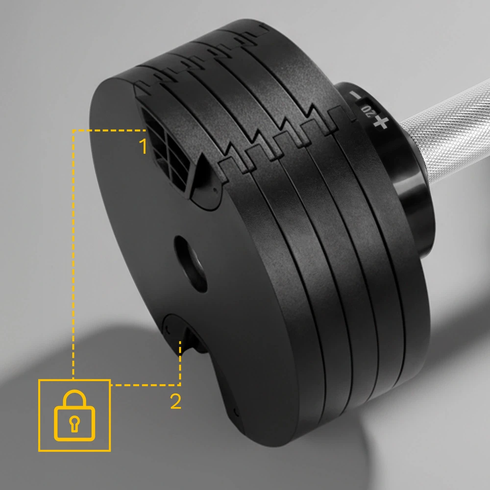 REBEL ACTIVE automatinis ketaus hantelis, 36 kg, 2kg žingsniai