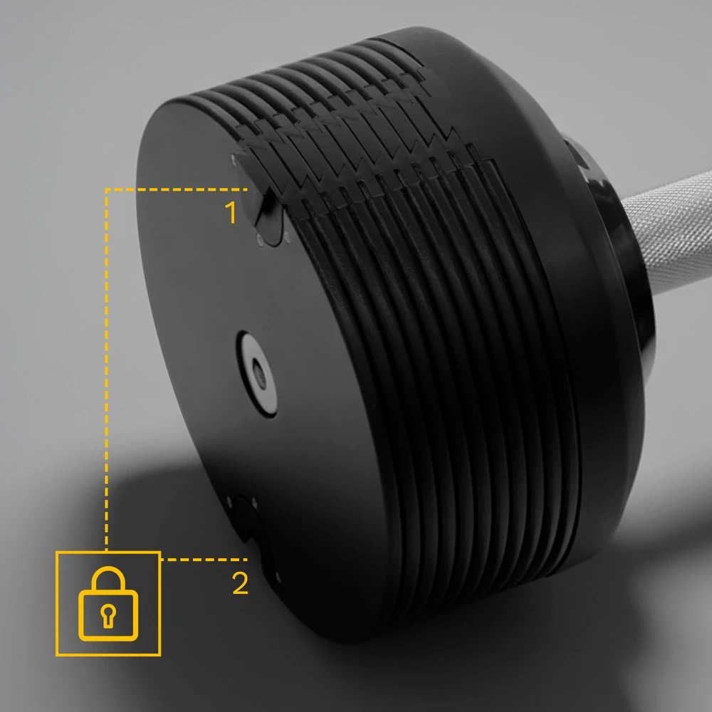 Ketaus reguliuojamo svorio automatinis hantelis, 36 kg, 1kg žingsniai, REBEL ACTIVE
