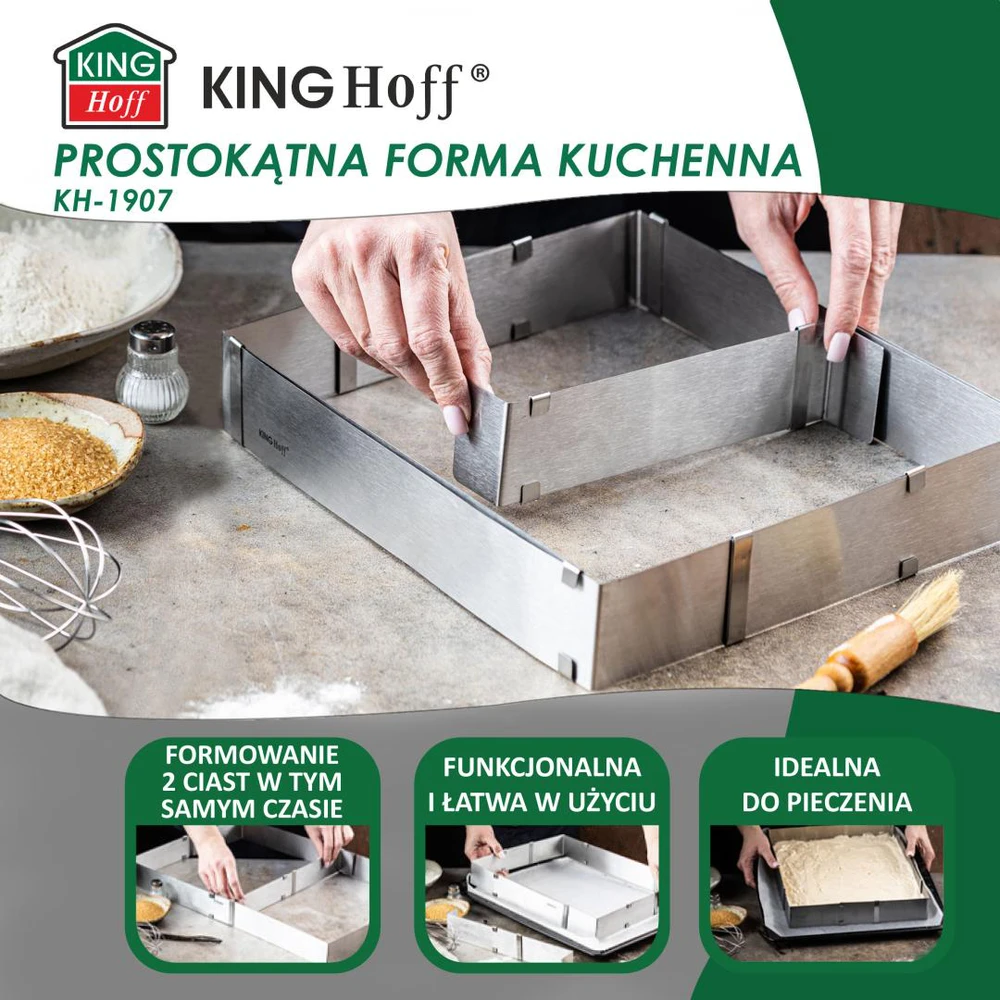 King Hoff Keto forma, kvadratinė, reguliuojamo skersmens, plieninė, kh-1907