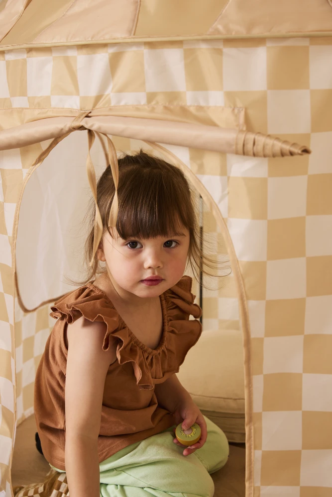 „Kids Concept“ – „Star“ – žaidimų palapinė su languota, geltona spalva – (1000929)
