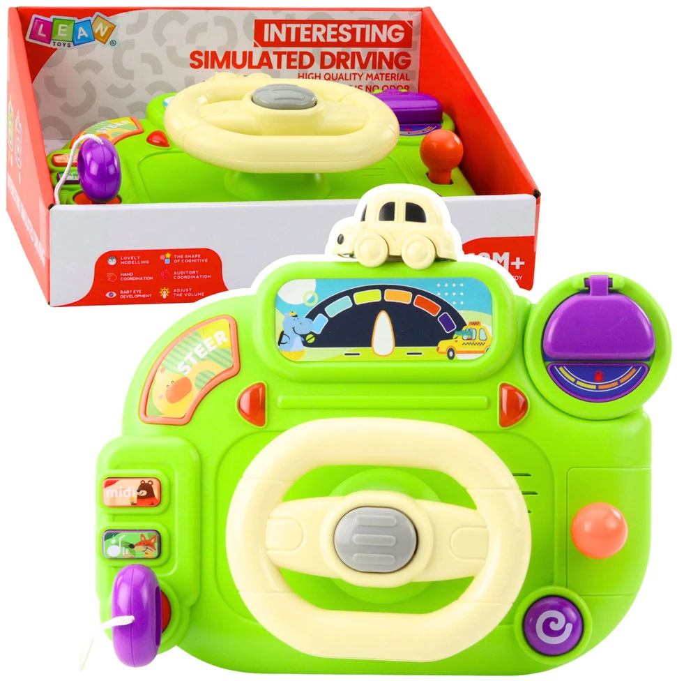 Lean Toys Interaktyvus vaikų vairas su šviesomis ir garsais