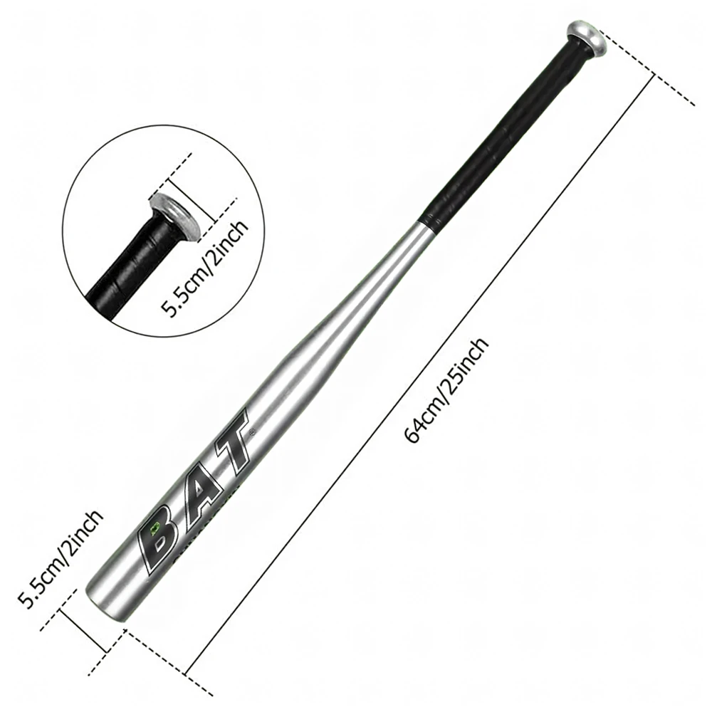 Kij Beisbolo lazda, aliumininė, 25 colių, 64 cm, treniruočių lazda, sidabrinė
