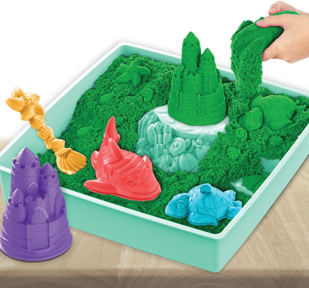 Spin Master Kinetic Sand Kinetinis smėlis – smėlio dėžės rinkinys – žalias (6067479)